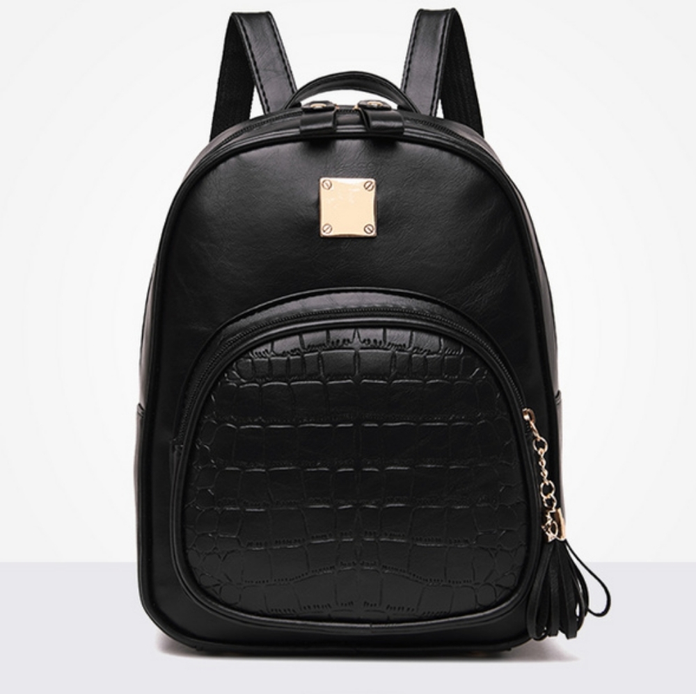 New Boutique Black Faux Leather Mini Backpack
